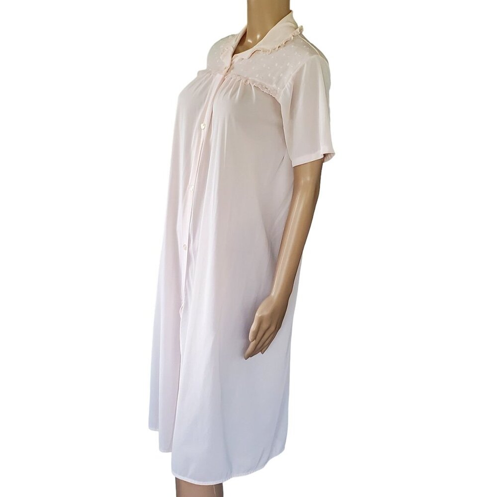 Vintage Philmaid 100% Nylon Nightgown Women's S Lace Collar & Sheer Floral Yoke